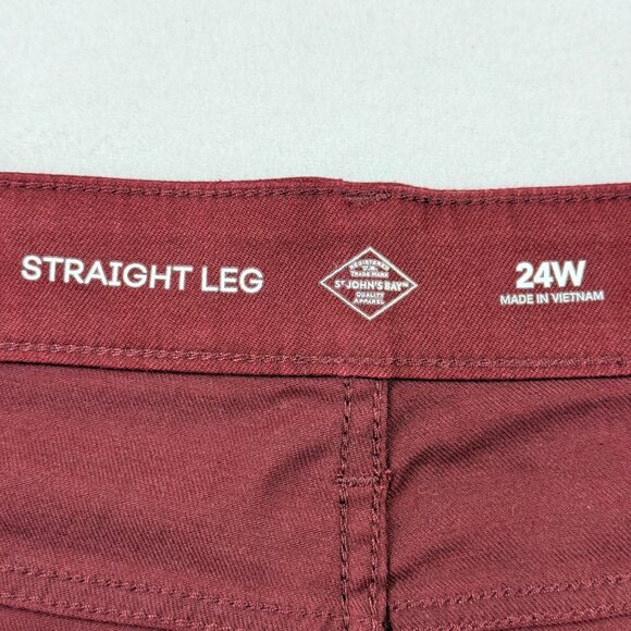 St. Johns Bay Women's Stretch Straight Leg Mid-Rise Burgundy Pants Plus 24W NWT - Picture 5 of 11